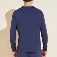 Men's Long Sleeve Henley Pajama Top in True Navy - Soft TENCEL™ Modal Fabric