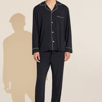 Men's Black/Ivory TENCEL™ Modal Long Pajama Set - Soft & Breathable Sleepwear