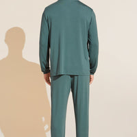Men's Relaxed Fit TENCEL™ Modal Long Pajama Set with Pockets - Agave Color