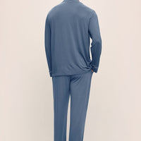 Men's Coastal Blue TENCEL™ Modal Long Pajama Set - Soft & Breathable Comfort