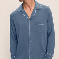 Men's Coastal Blue TENCEL™ Modal Long Pajama Set - Soft & Breathable Comfort