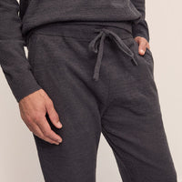 Men's Eco-Friendly Graphite Boucle Jogger Pants with Pockets & Adjustable Drawstring
