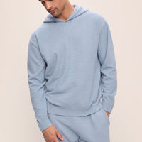 Men's Wedgewood Blue Eco-Friendly Boucle Hoodie - Relaxed Fit Design
