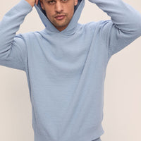 Men's Wedgewood Blue Eco-Friendly Boucle Hoodie - Relaxed Fit Design