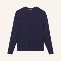 Men's Long Sleeve Henley Pajama Top in True Navy - Soft TENCEL™ Modal Fabric