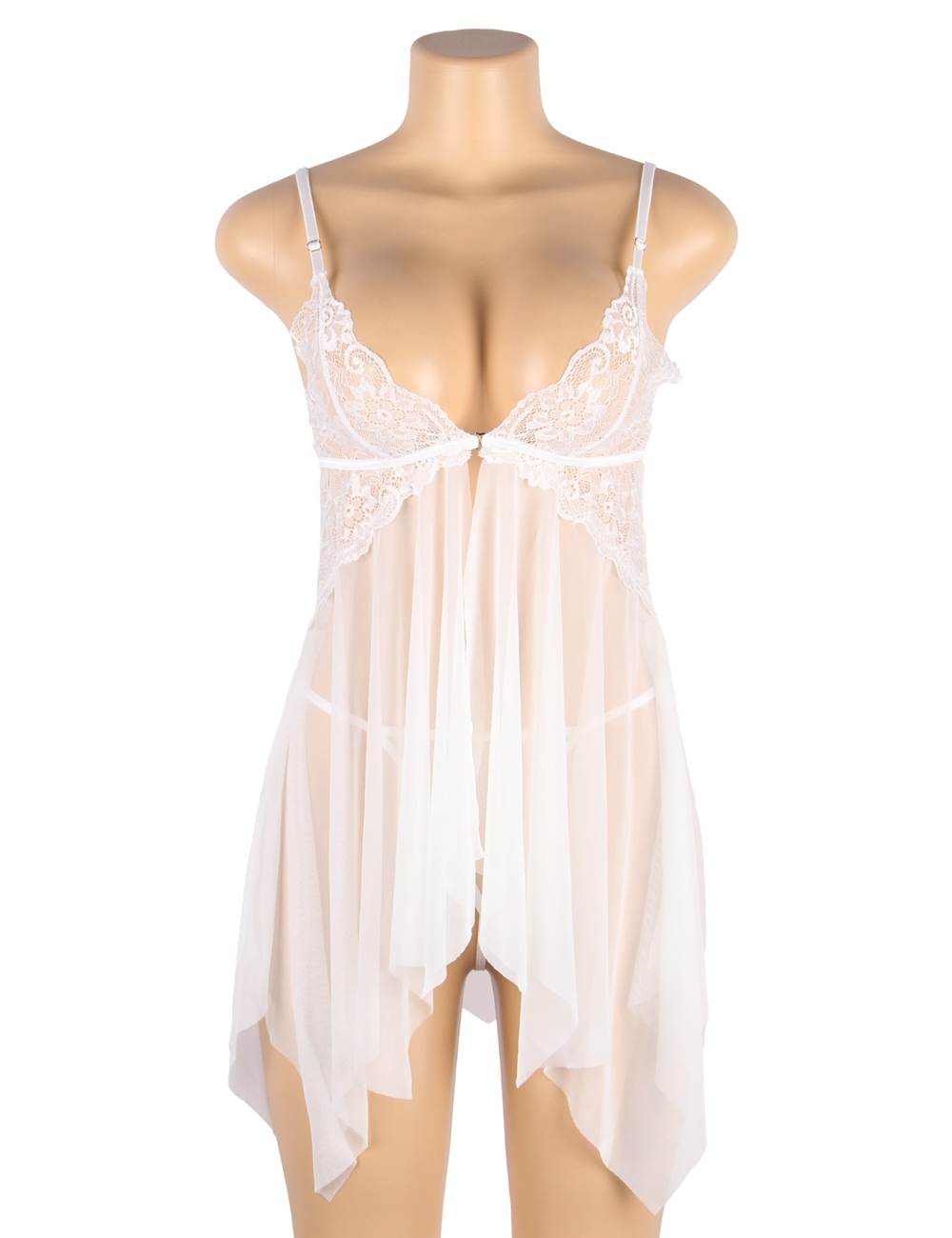 Babydoll Lingerie Dress White Transparent Sexy Nightwear