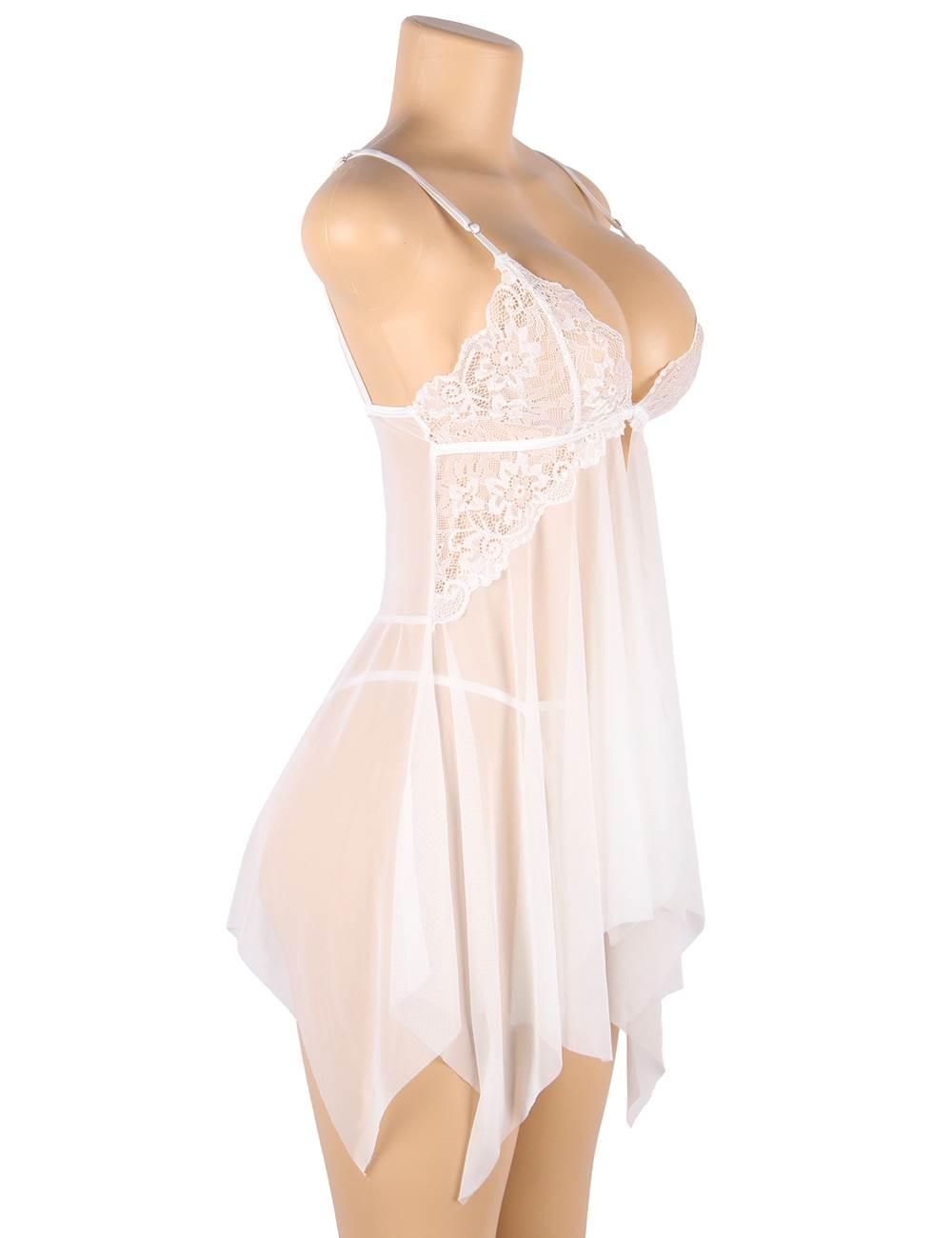 Babydoll Lingerie Dress White Transparent Sexy Nightwear