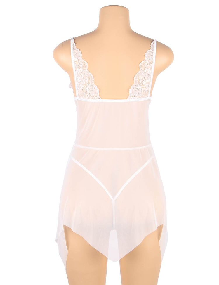 Babydoll Lingerie Dress White Transparent Sexy Nightwear