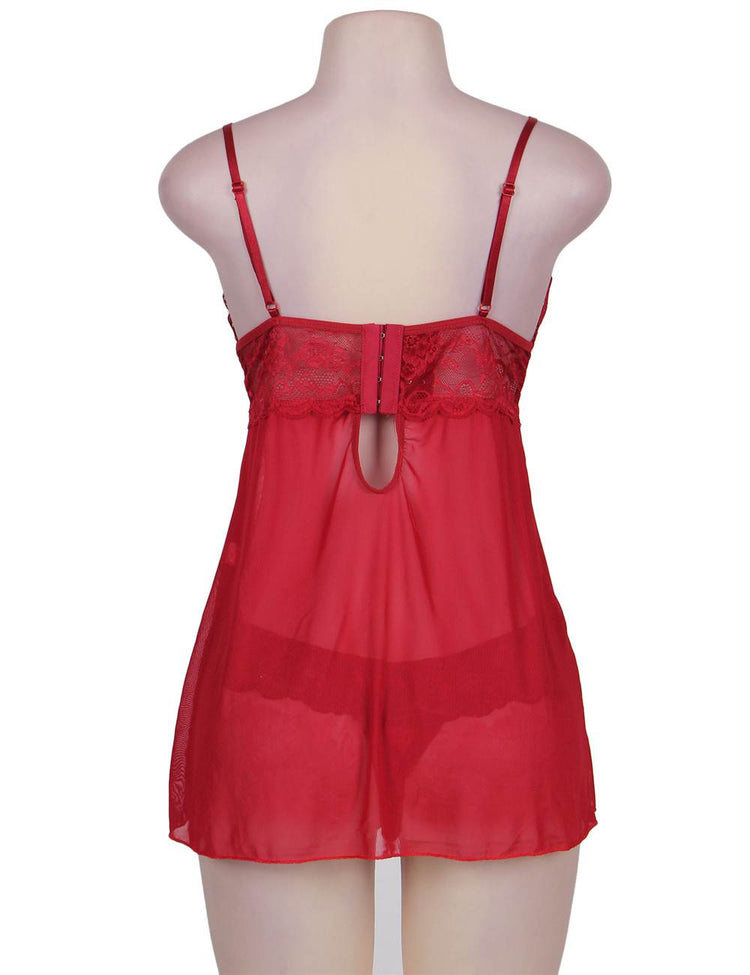 Babydoll Lingerie Red Lace Sexy Nightwear