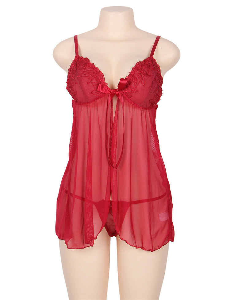 Babydoll Lingerie Red Sheer Sexy Nightdress