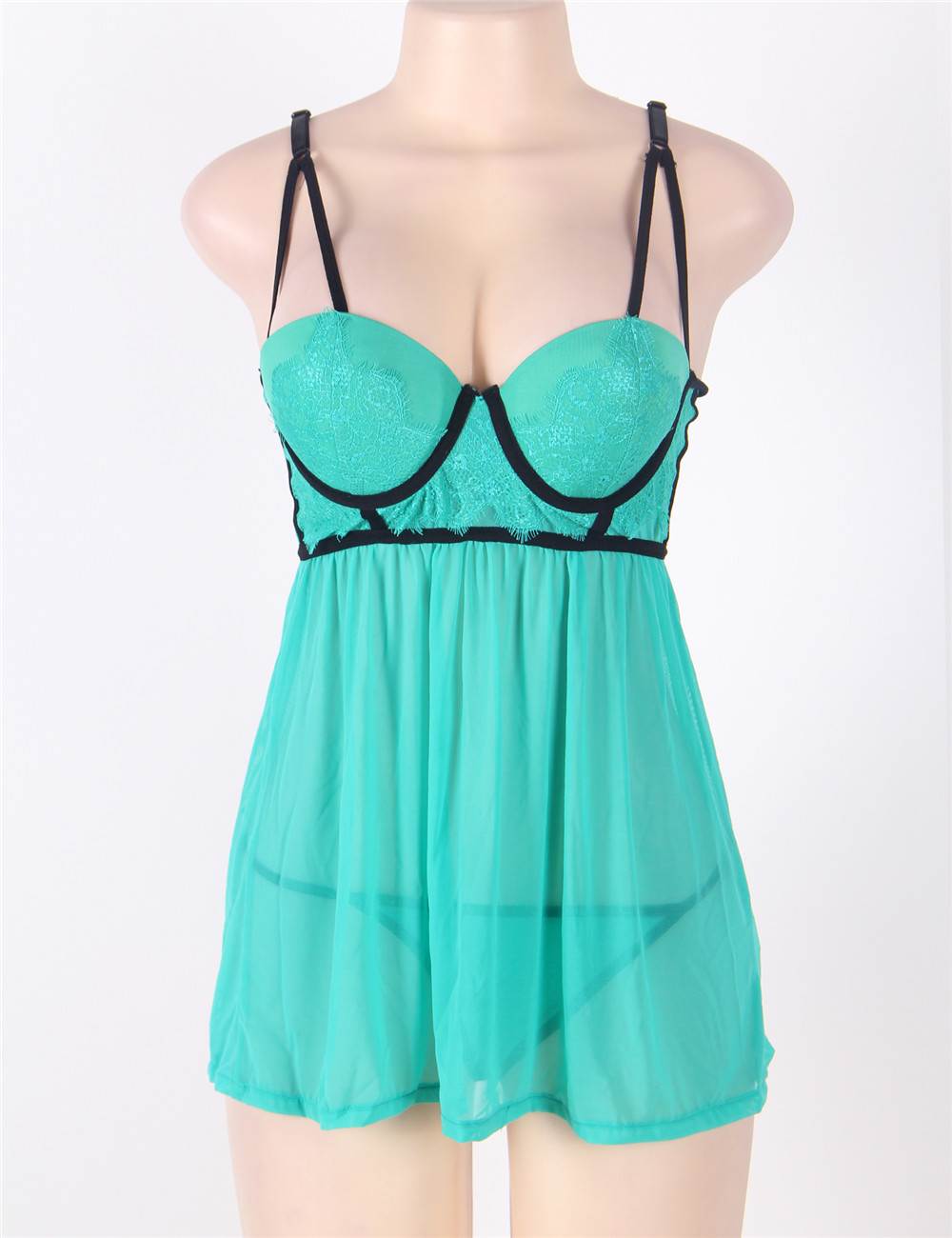 Babydoll Lingerie Set Green Sexy Nightwear