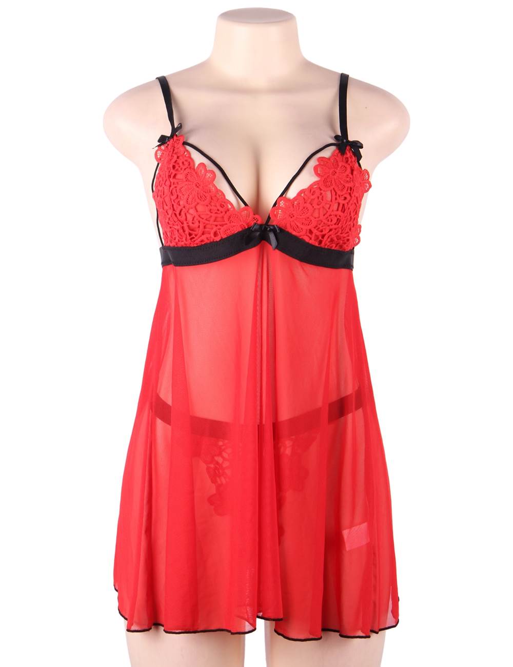 Babydoll Lingerie Set Red Sexy Nightwear