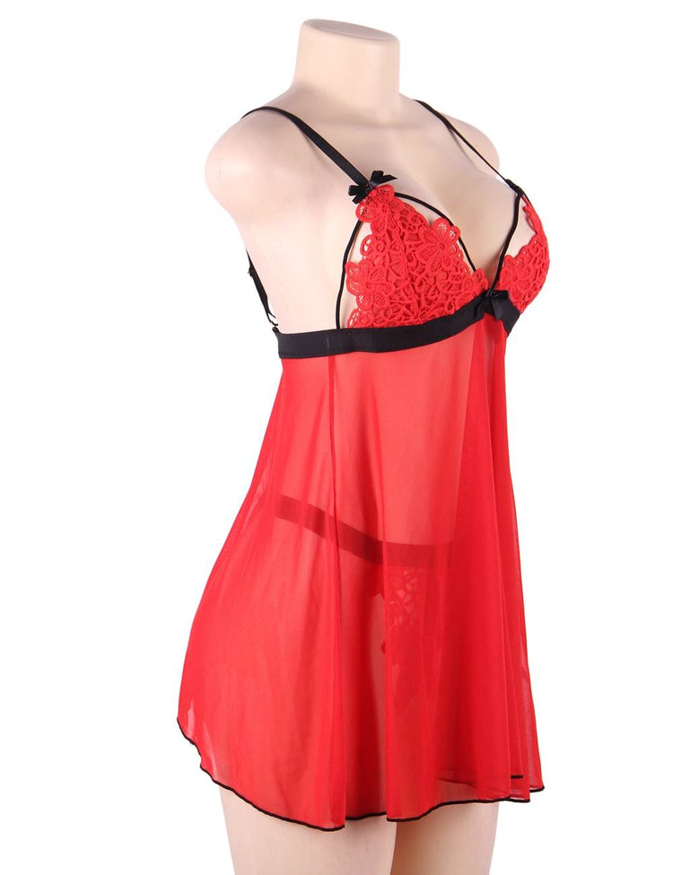 Babydoll Lingerie Set Red Sexy Nightwear