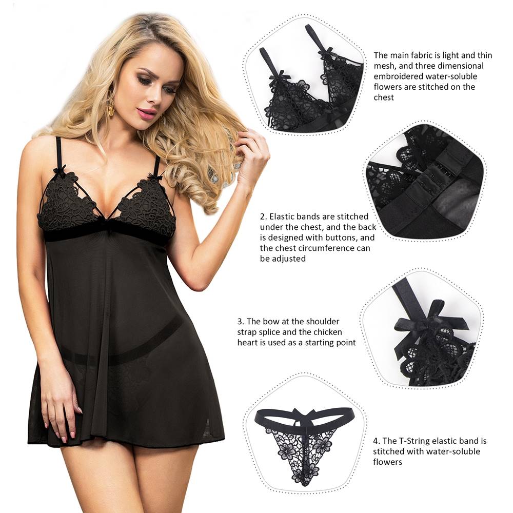 Black Babydoll Lingerie Set - Luxury Women's Nightwear