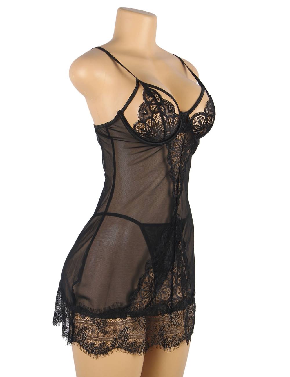 Black Babydoll Lingerie Set with Alluring Lace