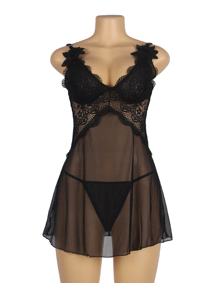 Black Lace Babydoll Dress | Sexy Women Nightwear