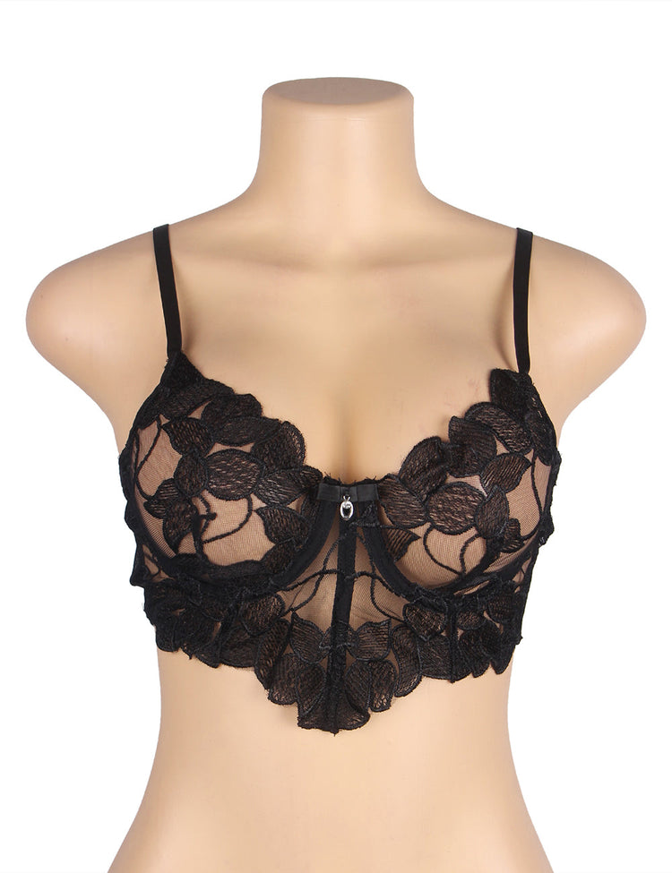 Black Lace Bra Underwire Elegant Comfort