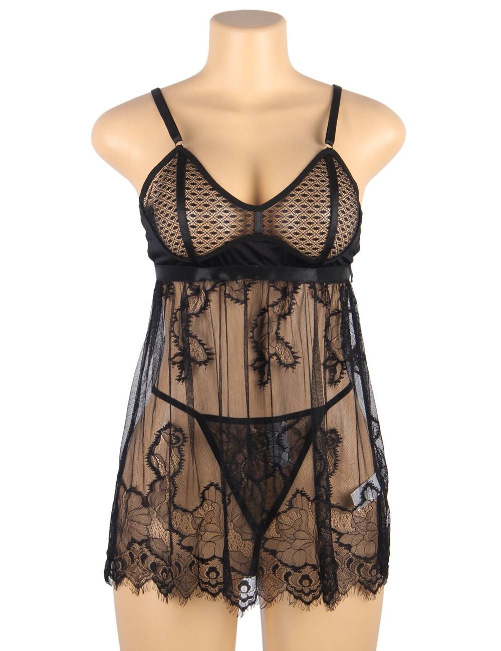 Black Lace Lingerie Dress Flattering Fit COCO BOUDOIR