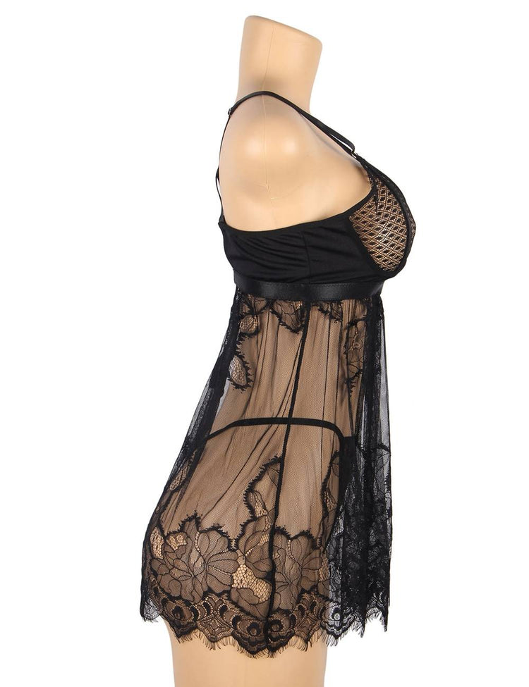 Black Lace Lingerie Dress Flattering Fit COCO BOUDOIR