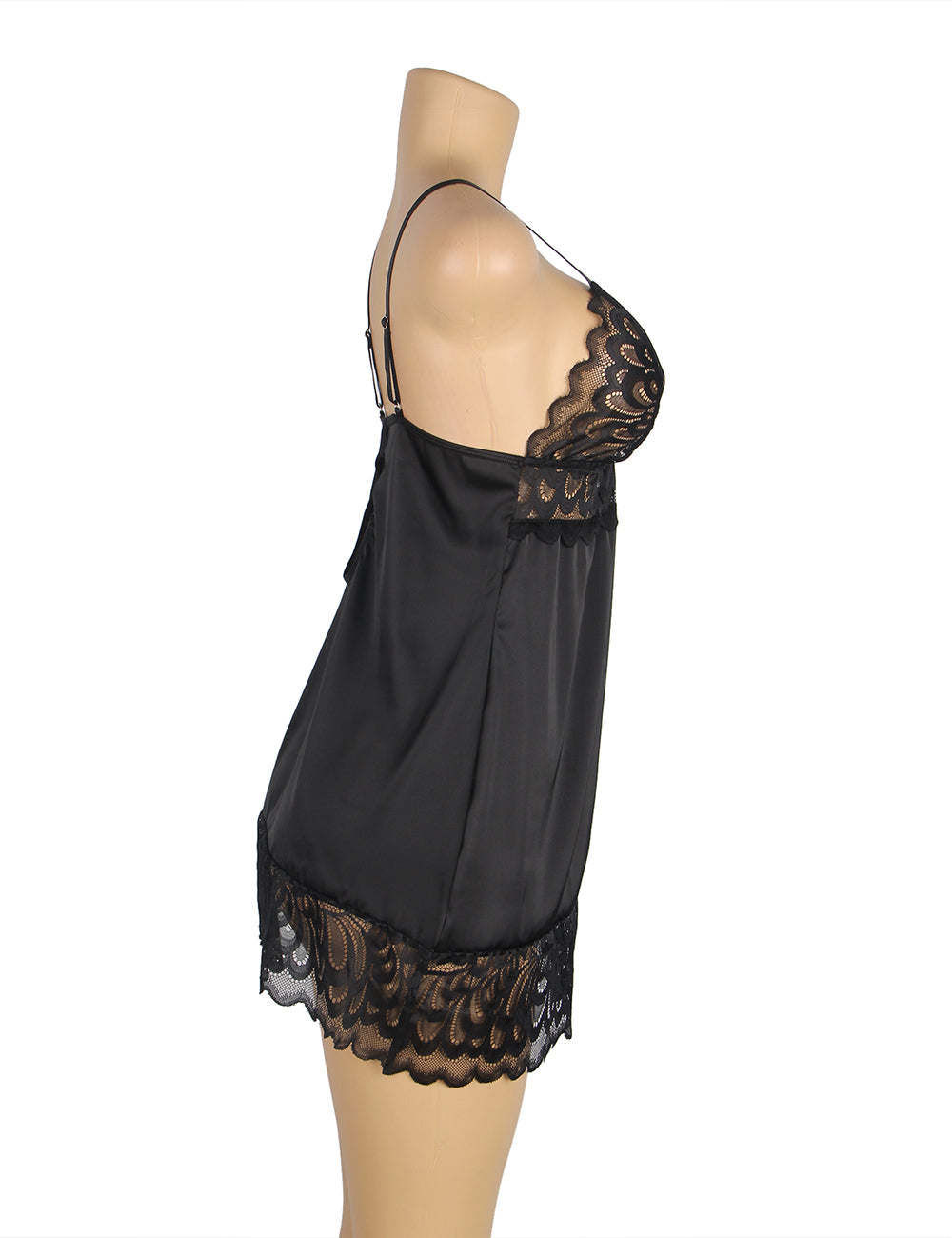 Black Sexy Babydoll Lace Floral Back Closure