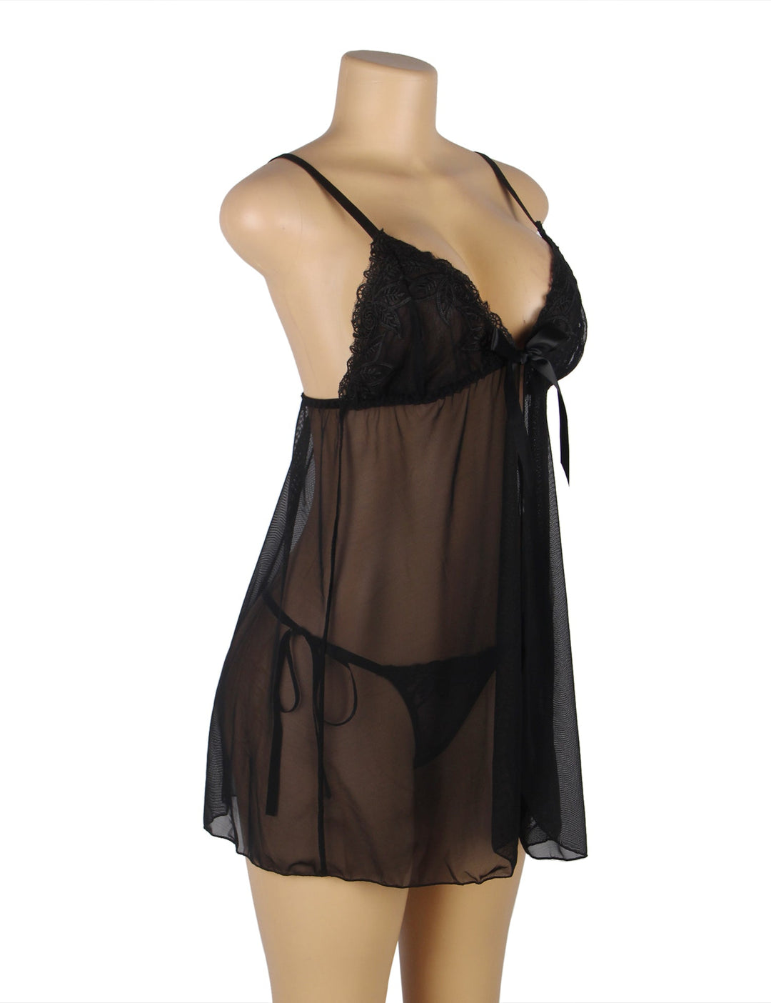 Black Sheer Babydoll Lady Lingerie Nightwear