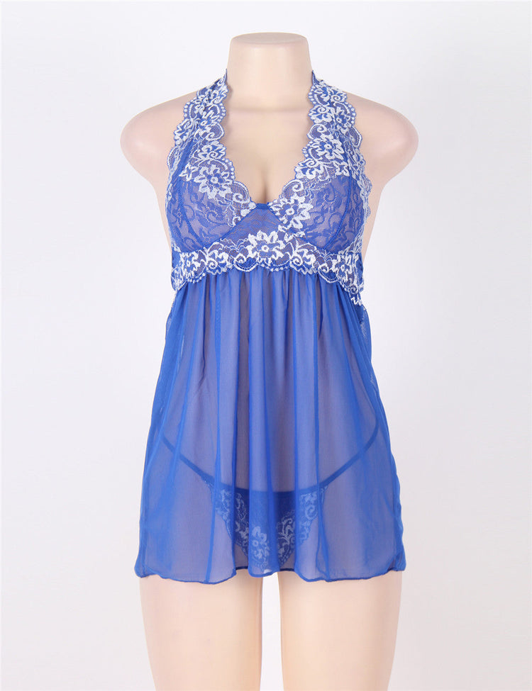 Blue Lace Lingerie Set - Elegant Women's Nightwear