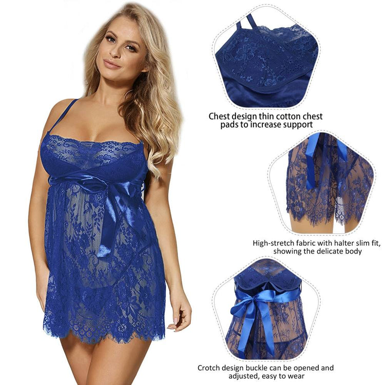 Blue Lingerie Set Sexy Nightwear Teddy Design