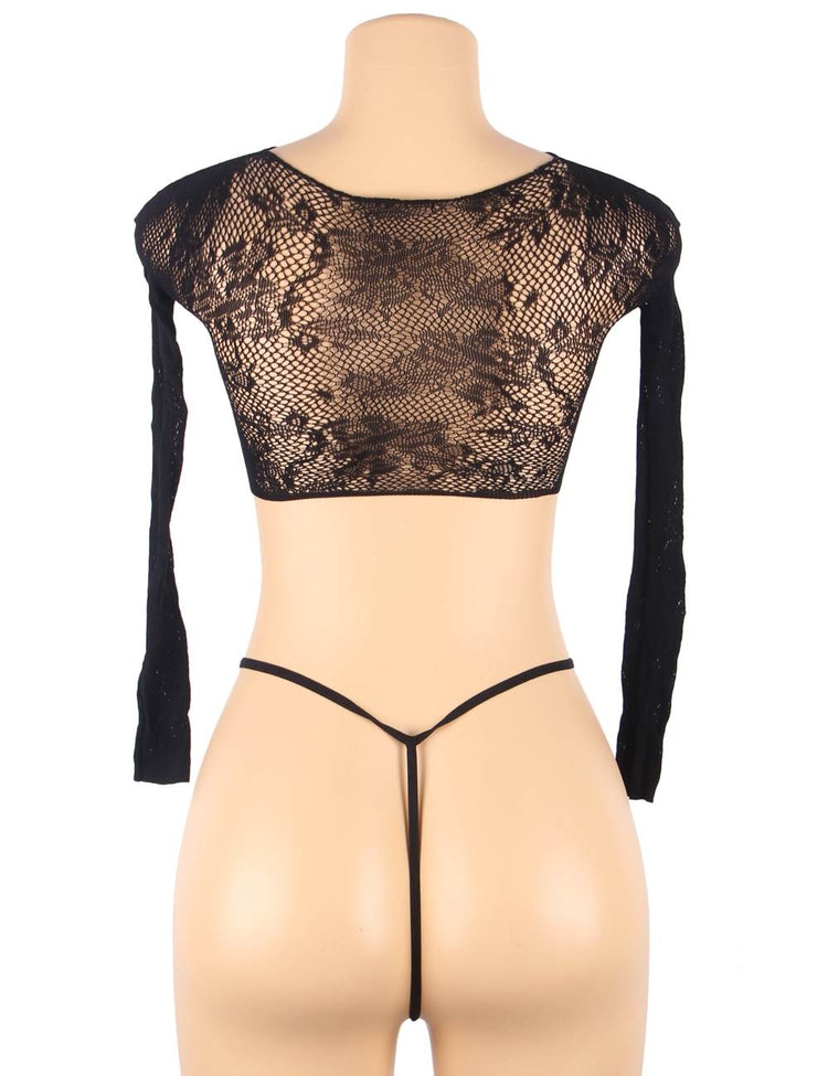 Fishnet Lingerie Set Black See-Through Design