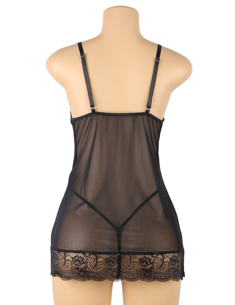 Floral Babydoll Sheer Lingerie with Lace Details