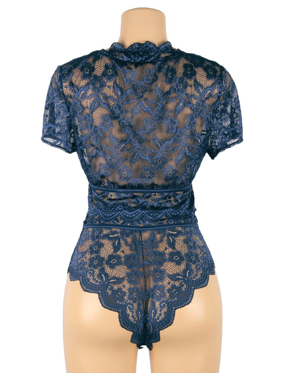 High Waist Lace Underwear Blue See Through Lingerie