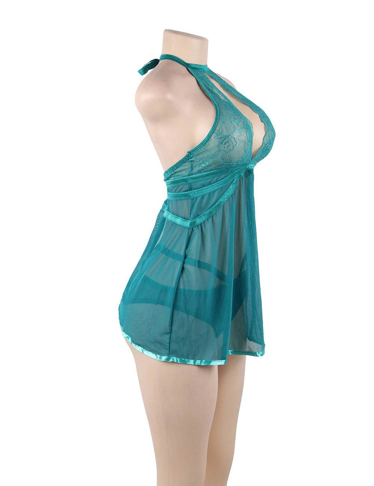 Lace Babydoll Green Sexy Backless Design