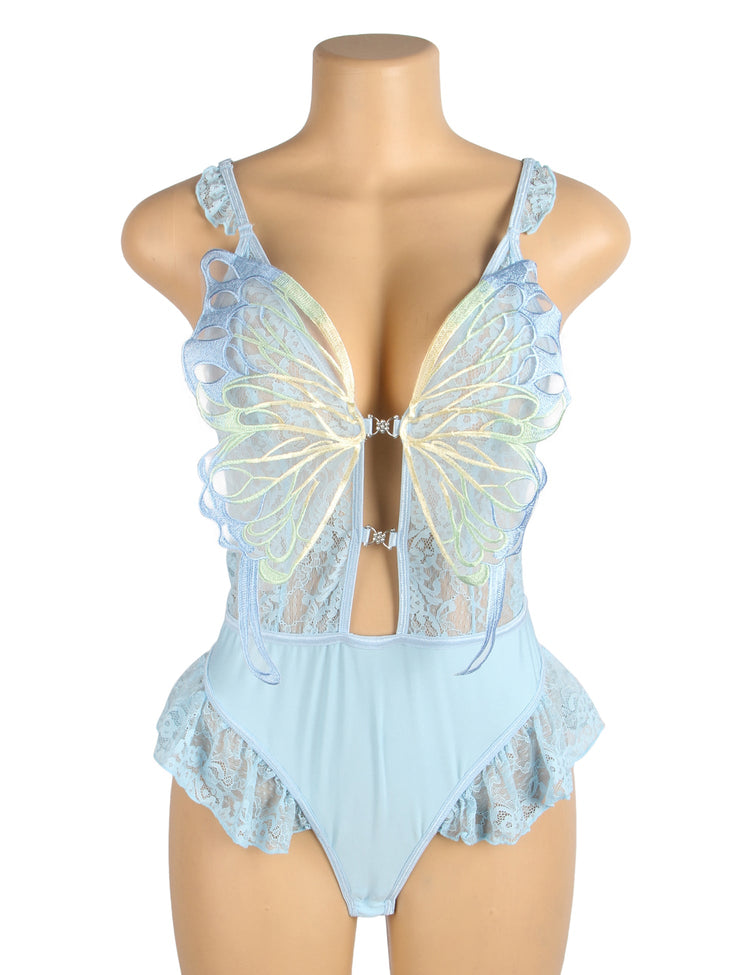 Lace Bodysuit Blue Sexy Sheer Women's Lingerie