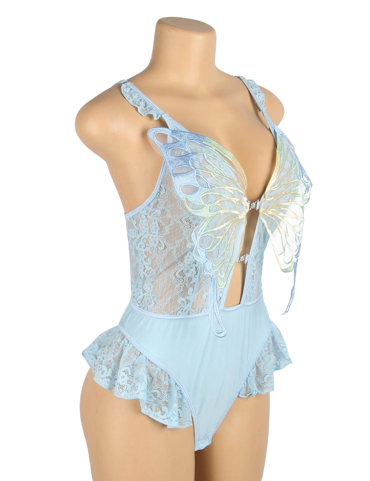 Lace Bodysuit Blue Sexy Sheer Women's Lingerie