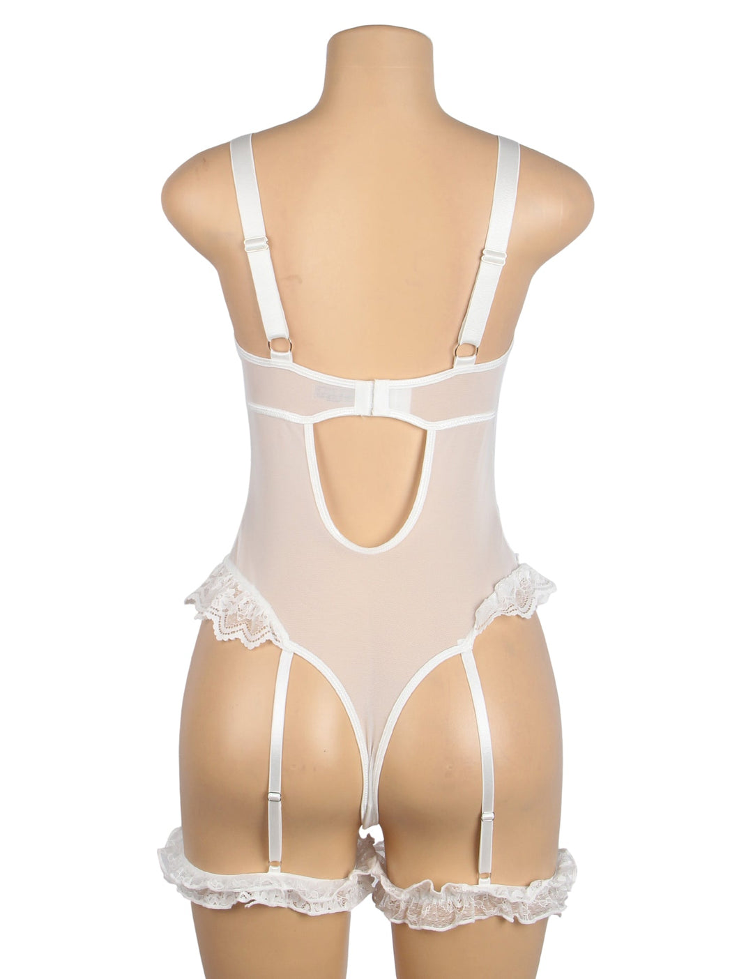 Lace Bodysuit White See-Through Sexy Lingerie