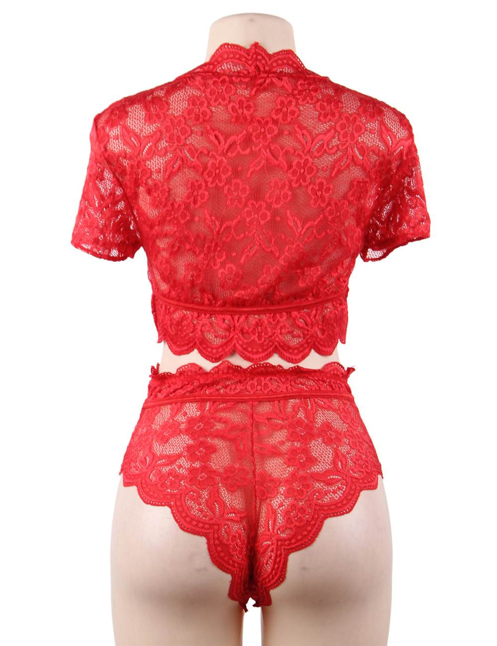 Lace Bra Red & High Waist Panty Women's Lingerie Set