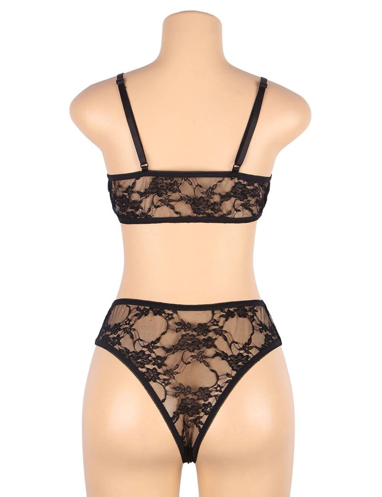 Lace Lingerie Set Black See-Through Design