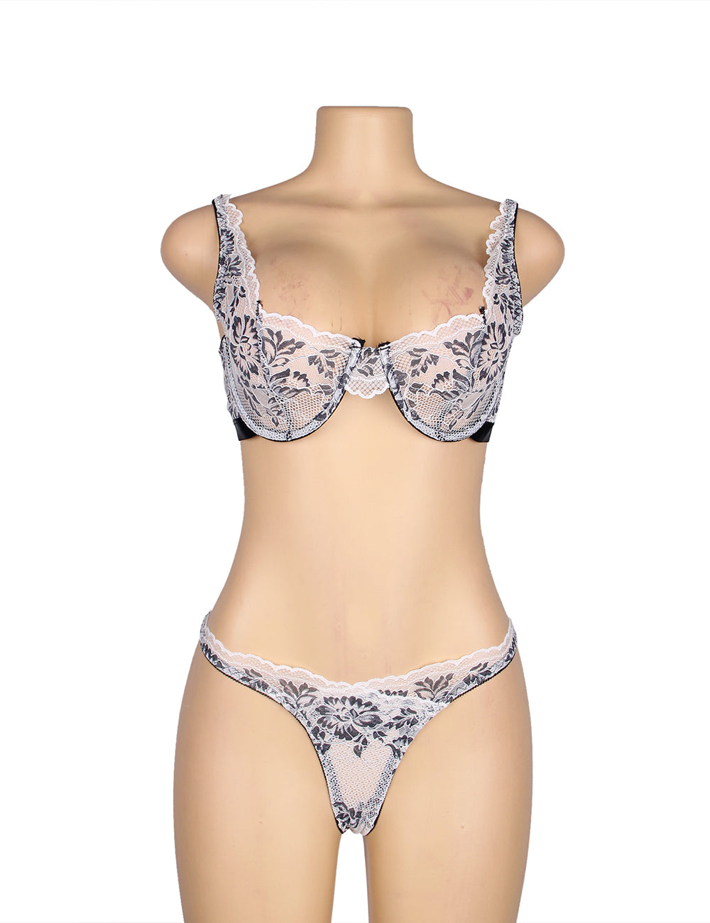 Lace Lingerie Set Black/White Delicate Design