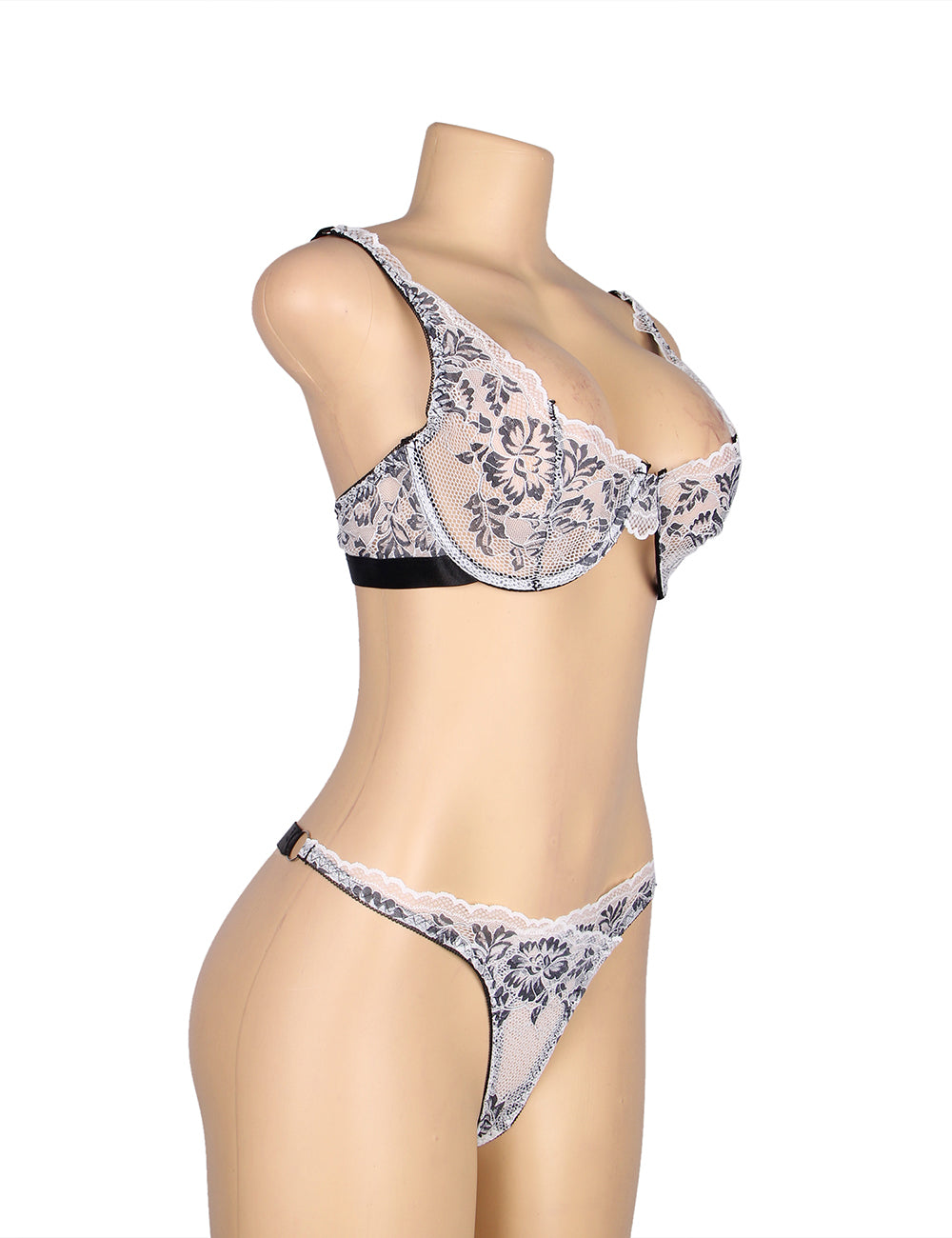 Lace Lingerie Set Black/White Delicate Design