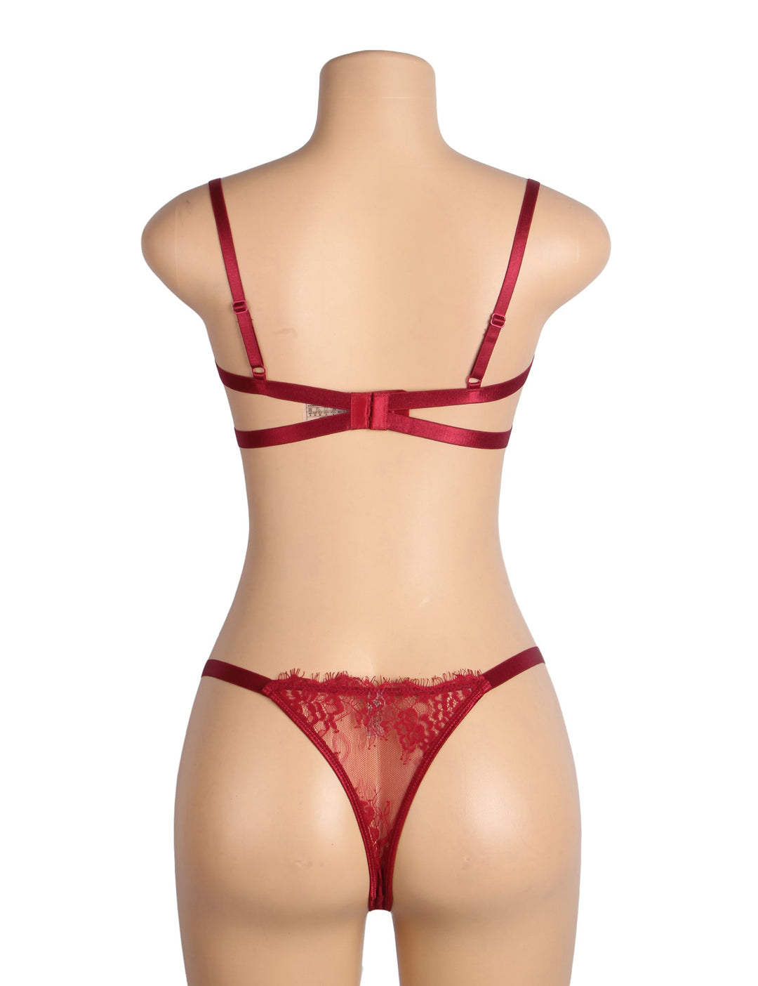 Lace Lingerie Set Red Sexy See-Through Design