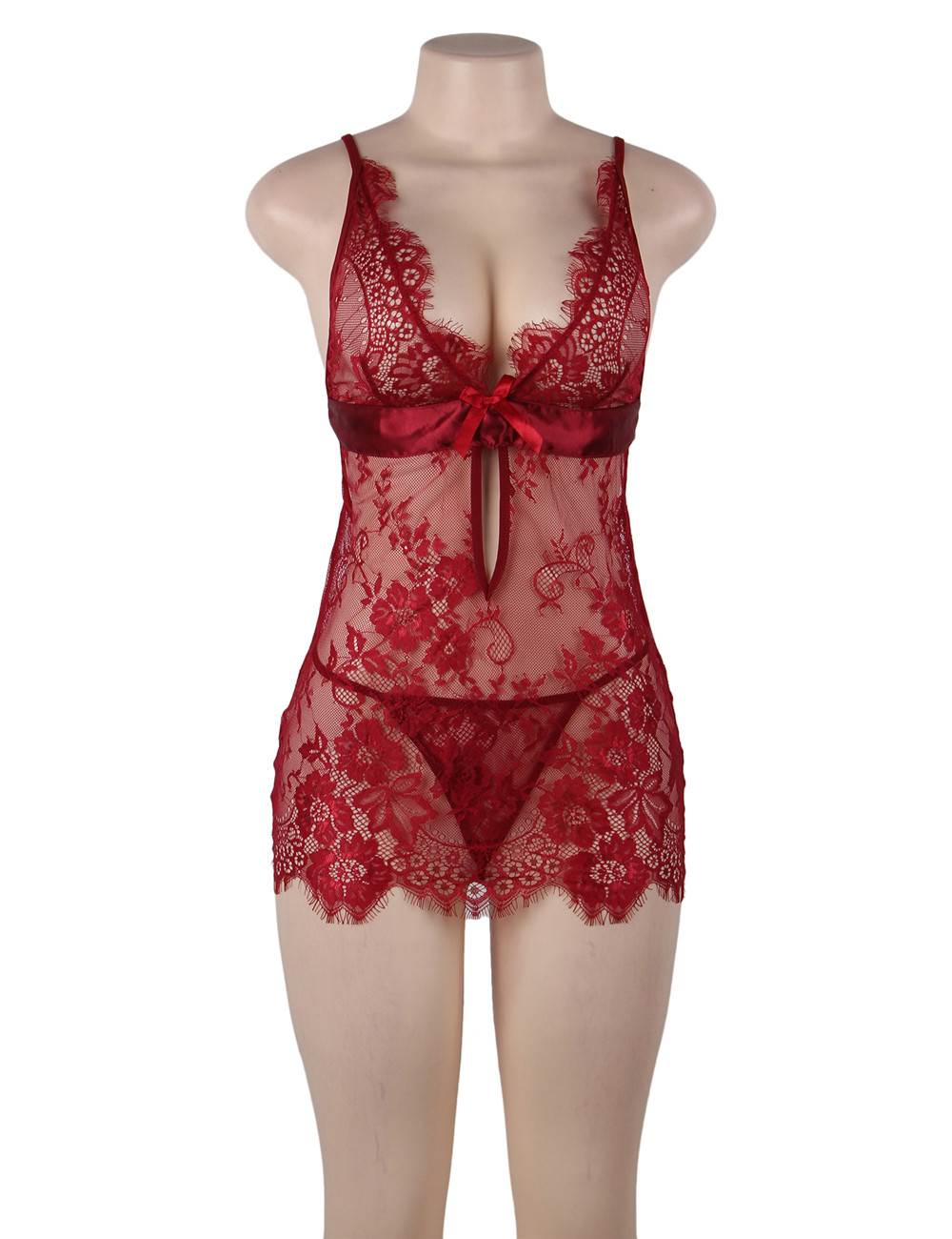 Lace Red Nightdress Sexy Floral Pattern COCO BOUDOIR