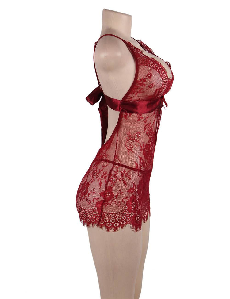 Lace Red Nightdress Sexy Floral Pattern COCO BOUDOIR