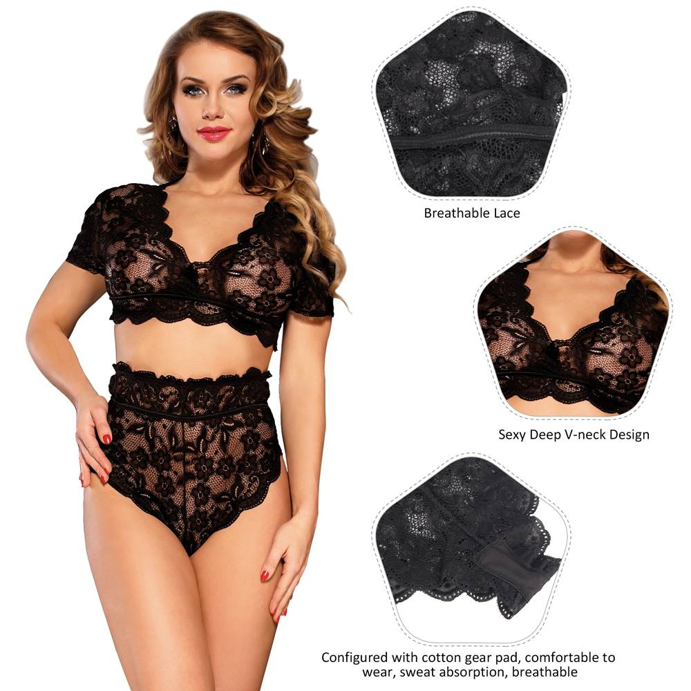 Lace Underwear Set Black See-through Elegance