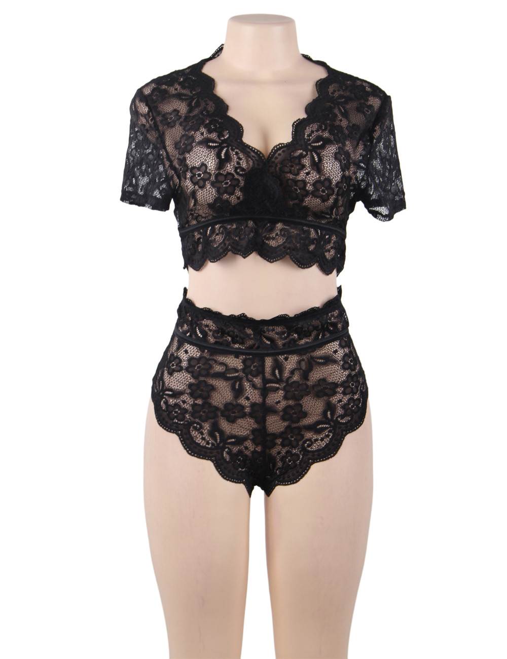 Lace Underwear Set Black See-through Elegance