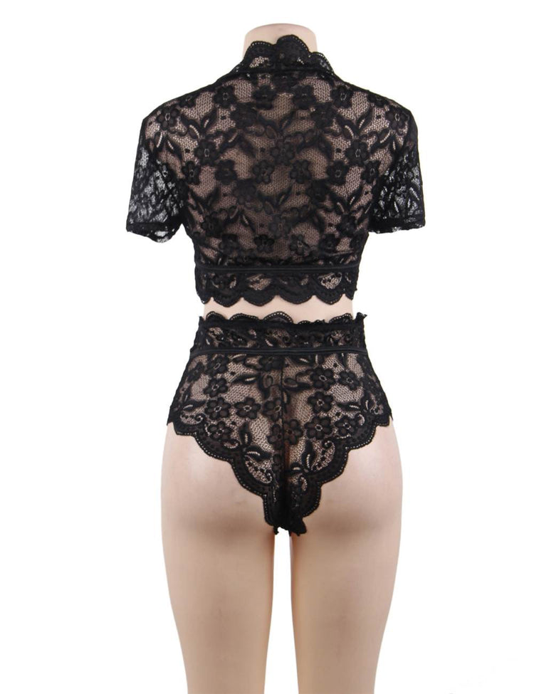 Lace Underwear Set Black See-through Elegance