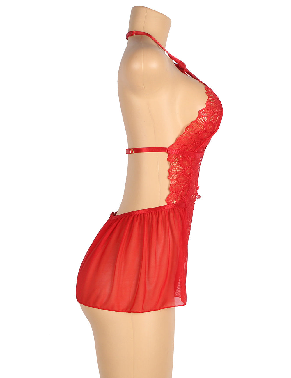 Lingerie Bodysuit Red Exquisite See-Through Lace