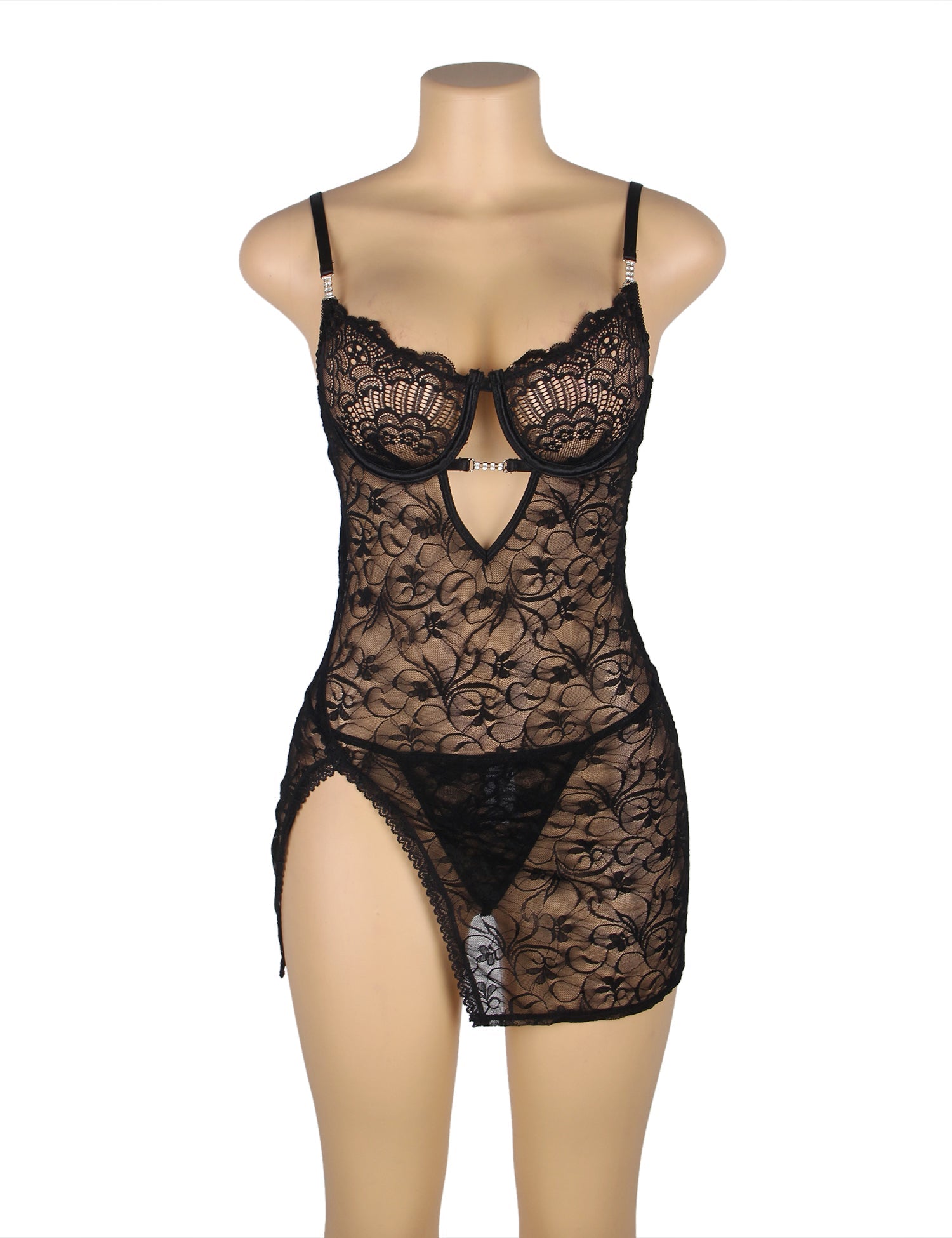 Lingerie Dress Black Sexy Lace Nightwear