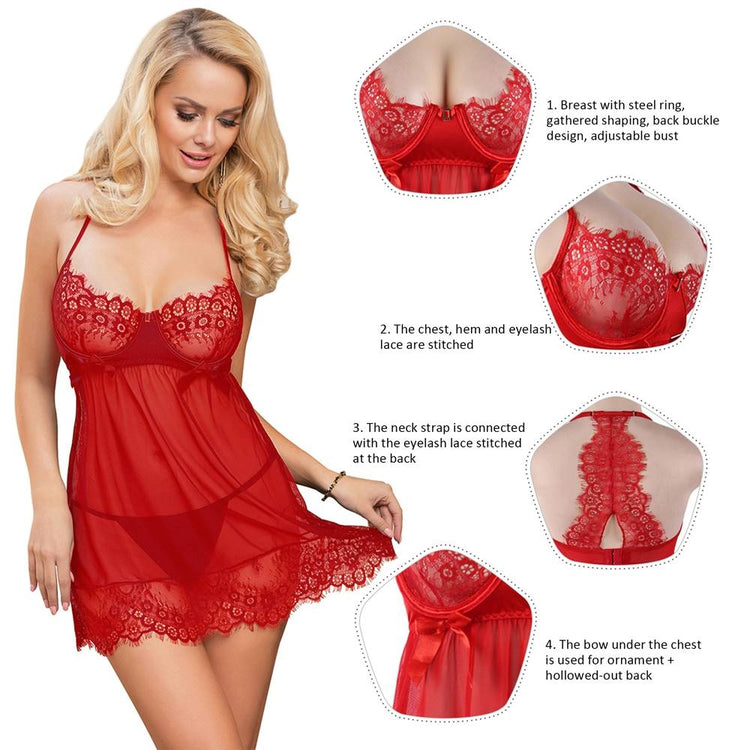 Lingerie Set Red Lace Seductive Design