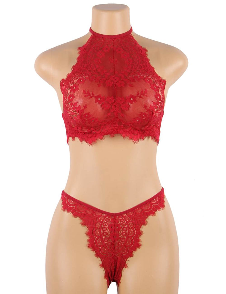 Lingerie Set Red Sexy Lace Bra and Underwear