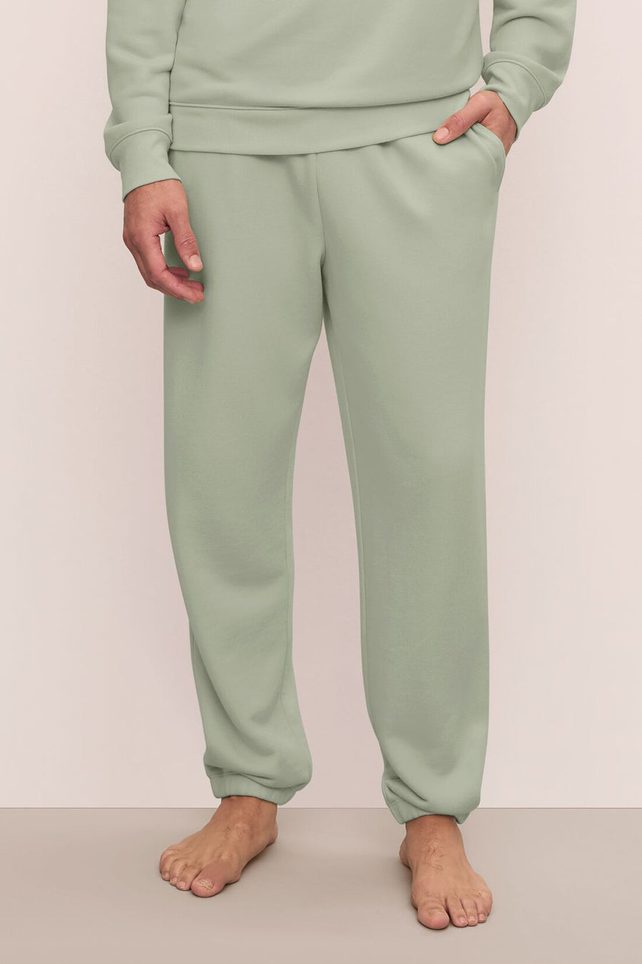 Men's Eco-Friendly Matcha French Terry Joggers with Pockets - Relaxed Fit