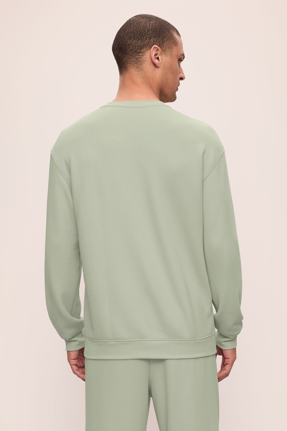 Men's Eco-Friendly Matcha French Terry Sweatshirt - Relaxed Fit Cotton Blend